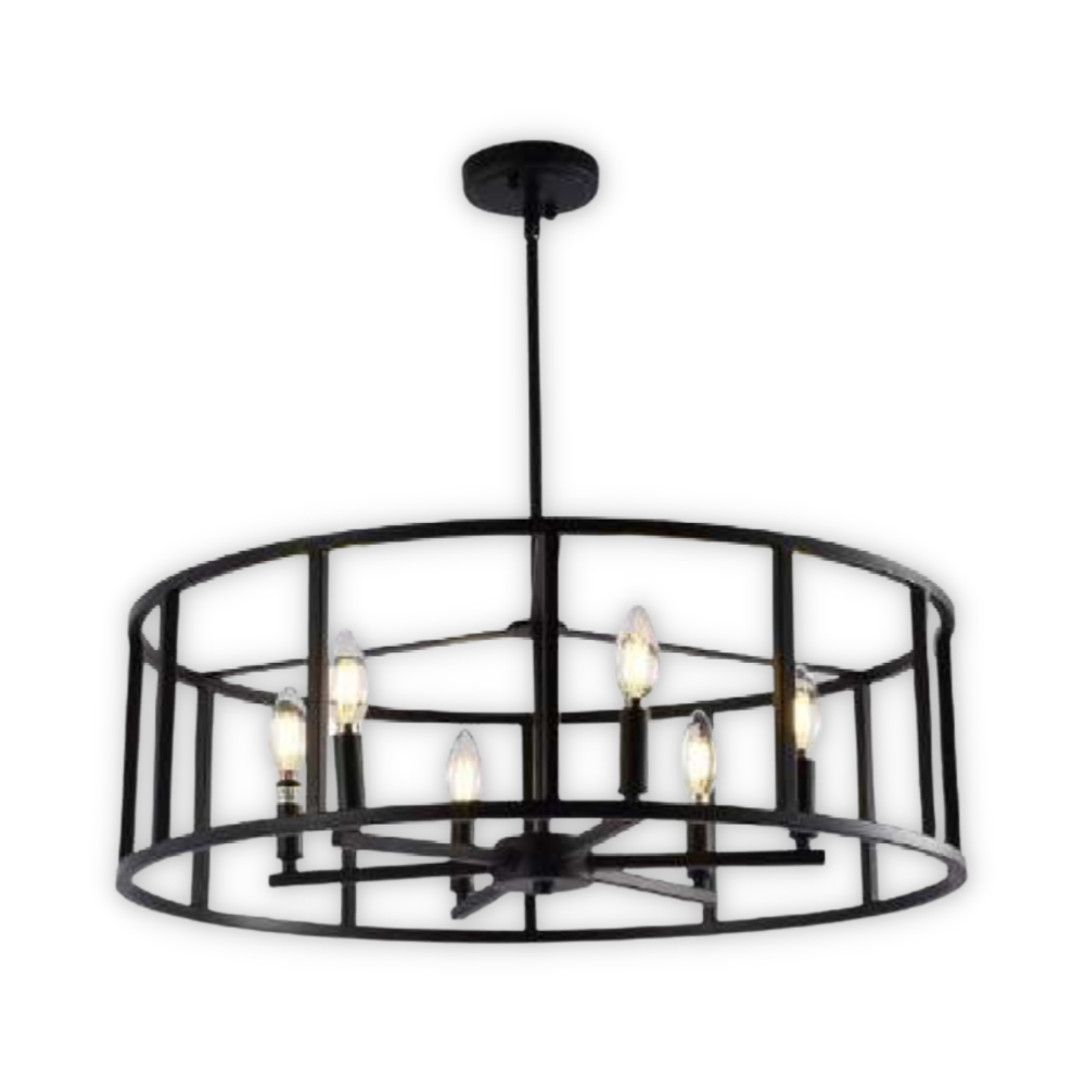 Black Metal Chandelier Light - 116002-6D